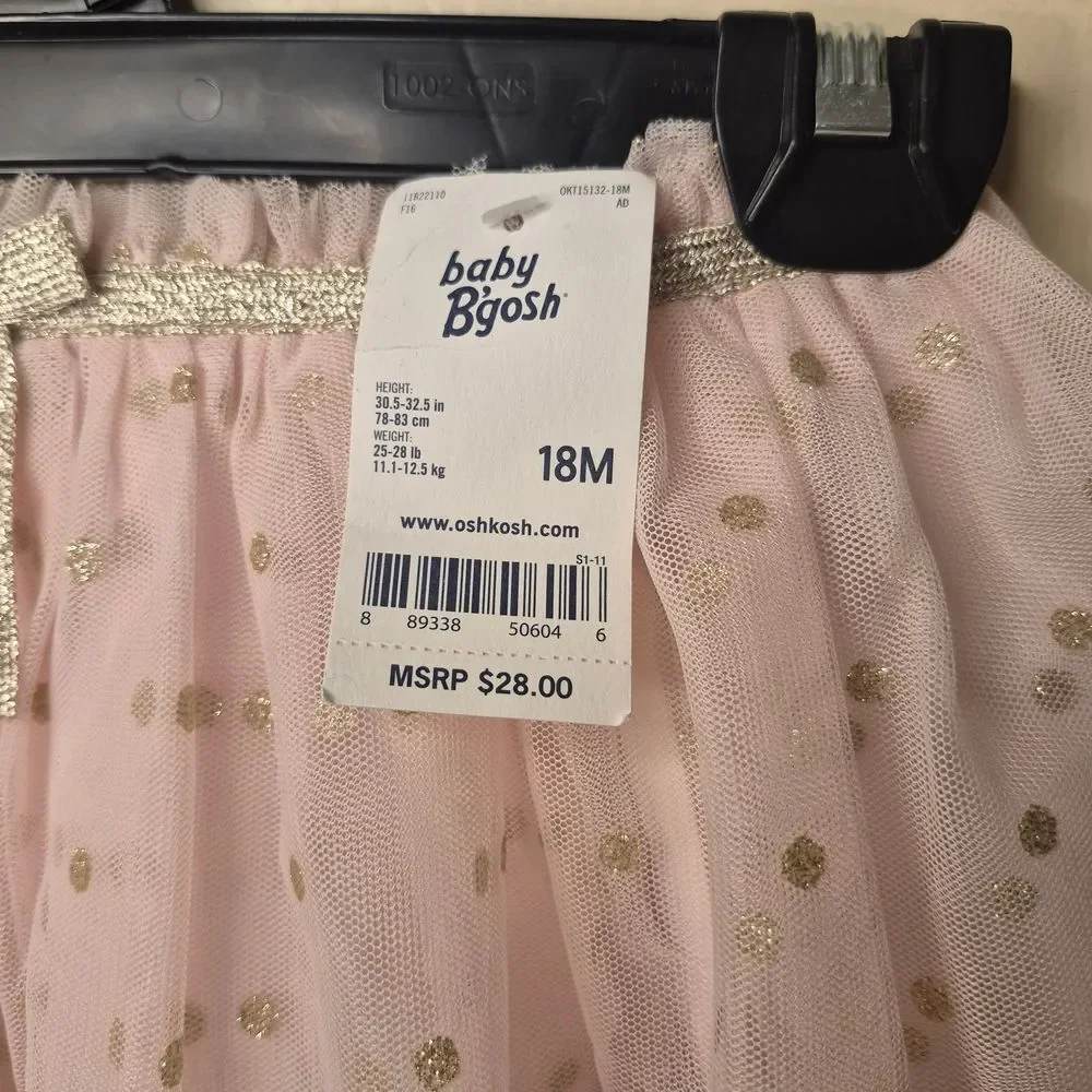 OshKosh B'gosh Light Pink Tulle Skirt with Gold Dots